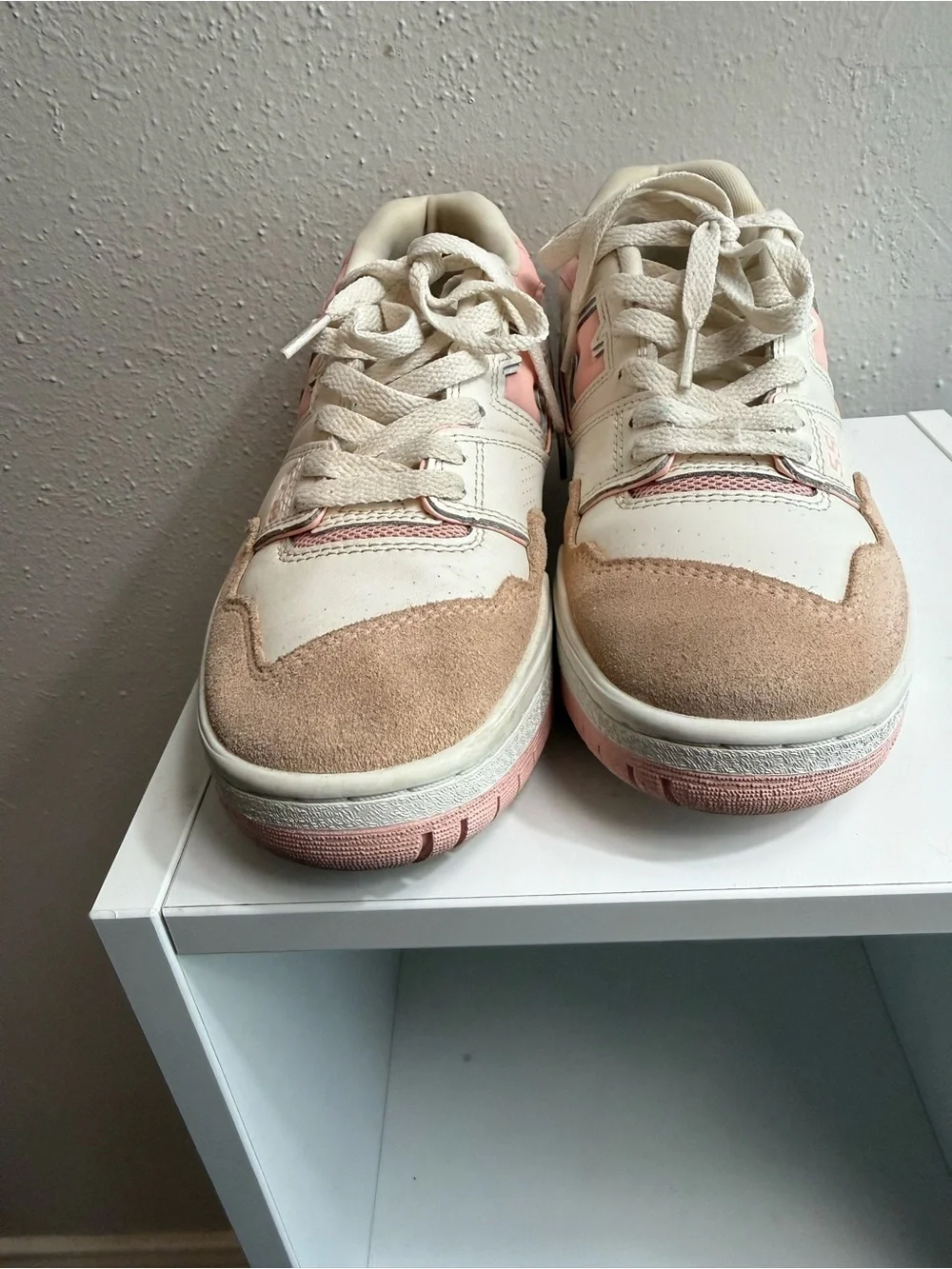 New Balance 550 Women's Cream and Pink Athletic Sneakers
